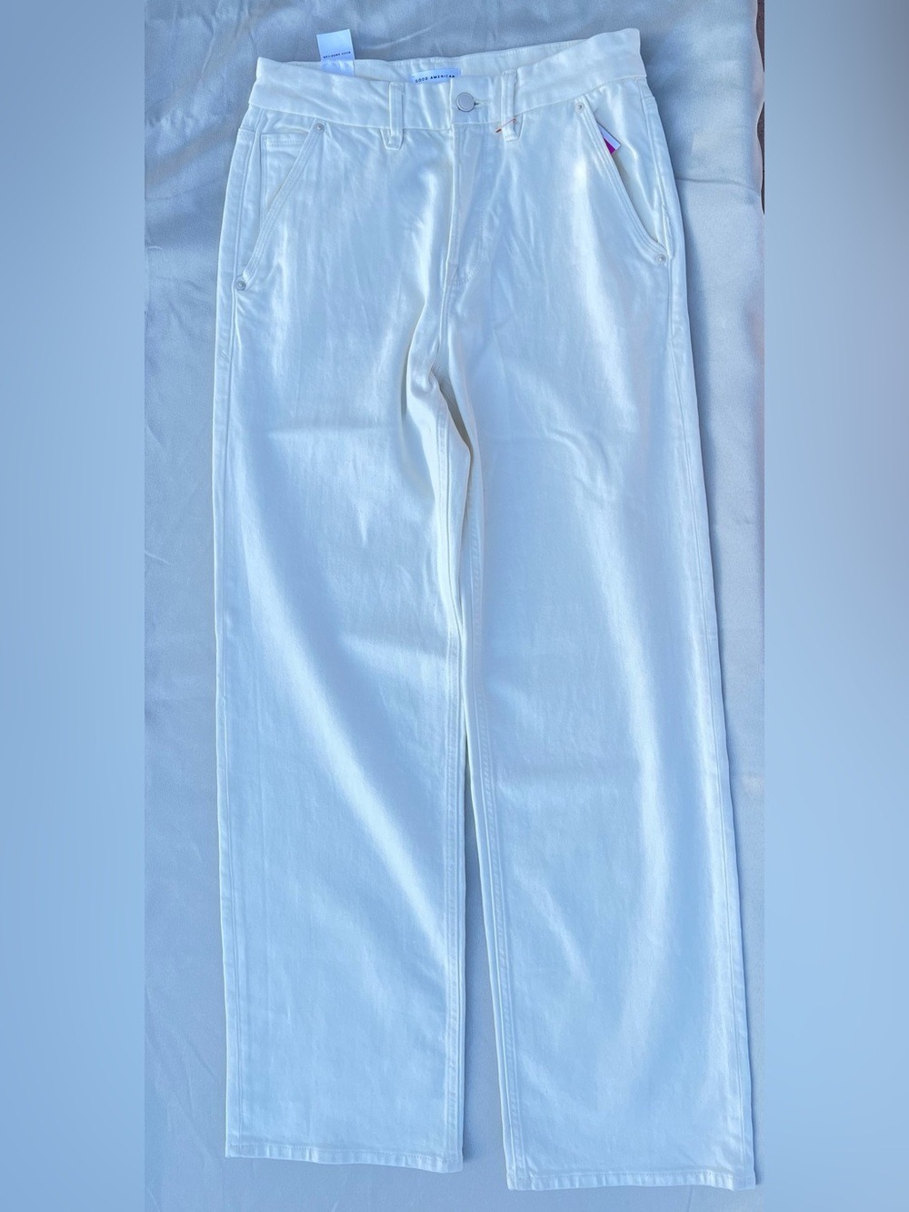 NWOT $168 Good American Good ’90s Relaxed Straight Leg White Jeans 0/25 - Picture 5 of 8
